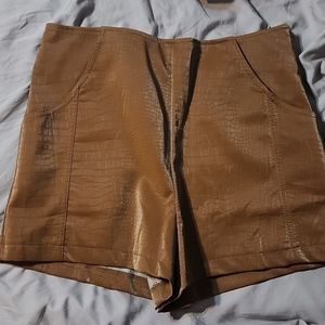 Brown Faux leather shorts she + sky size large